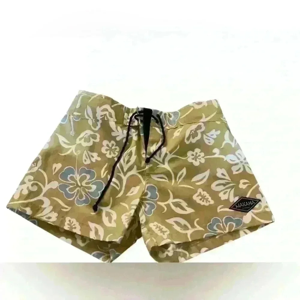 Men's Floral Tan Surf Shorts